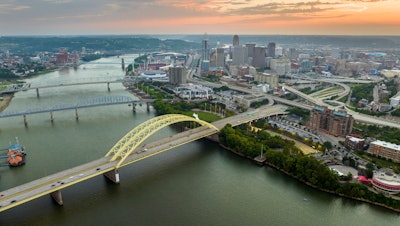 Bridges over the Ohio River in Cincinnati.