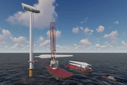 Rendering of the elevator style wind turbine assembly system from CLS Wind.