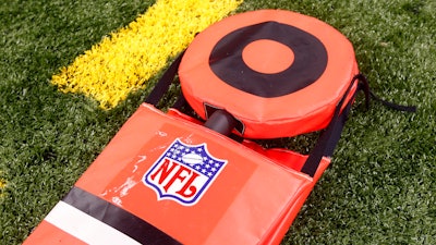 Chain gang first down marker during an NFL preseason football game between the New Orleans Saints and the Kansas City Chiefs at the Mercedes-Benz Superdome in New Orleans, Friday, Aug. 9, 2013.