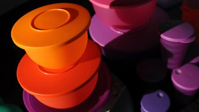 Colorful Tupperware products are seen in Bellflower, Calif. on Aug. 5, 2011.