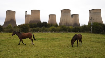 General view of Ratcliffe-on-Soar power station in Nottingham, England, Sunday, Sept. 29, 2024. The UK's last coal-fired power plant, Ratcliffe-on-Soar, will close, marking the end of coal-generated electricity in the nation that sparked the Industrial Revolution.