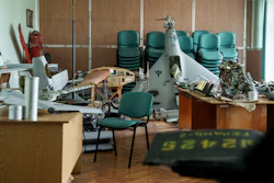 Parts of downed Shahed drones launched by Russia are piled in a storage room of a research laboratory in Kyiv, Ukraine, on Aug. 28, 2024.