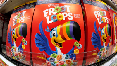 Boxes of Kellogg's Fruit Loops cereal are displayed in a Target store in Pittsburgh, Nov. 16, 2022.