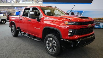 A 2024 Chevrolet Silverado 2500 HD Custom truck is shown at the Pittsburgh International Auto Show in Pittsburgh, Feb. 15, 2024.