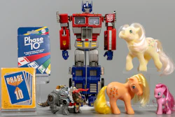 This undated photo provided by the The Strong museum, in Rochester, NY, shows the 2024 National Toy Hall of Fame Inductees: My Little Pony, Phase 10, and Transformers.
