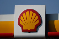 A Shell logo is displayed at a gas station in London, on March 8, 2022.