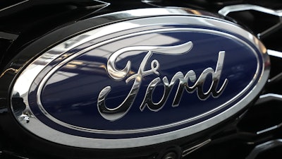 The grill of a Ford Explorer at the Pittsburgh International Auto Show, Feb. 15, 2024.