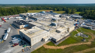 An aerial view of the Boar's Head processing plant Aug. 29, 2024, in Jarratt, Va.
