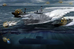 Autonomous naval vessel rendering.