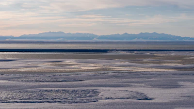 The Kaktovik Lagoon and the Brooks Range mountains of the Arctic National Wildlife Refuge are seen in the distance, Tuesday, Oct. 15, 2024, in Kaktovik, Alaska.