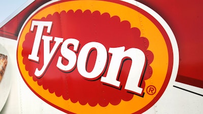 A Tyson Foods logo is seen on a truck parked at a food warehouse in Little Rock, Ark., on Oct. 28, 2009.