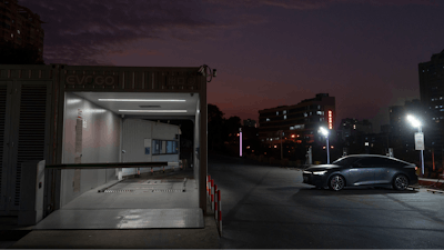 A first generation battery swapping station by China-based CATL battery manufacturing company, is seen in Xiamen, Fujian province, China, Wednesday, Dec. 18, 2024.