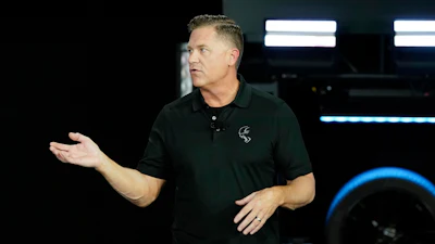 Tim Kuniskis, head of Dodge Brand talks about the Dodge Charger Daytona SRT concept before its unveiling on Aug. 17, 2022, in Pontiac, Mich.