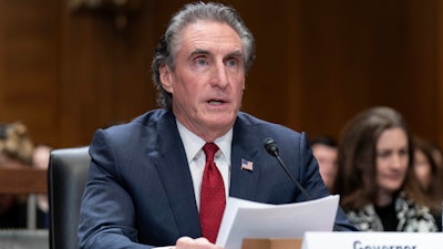 Former Gov. Doug Burgum, President-elect Donald Trump's choice to lead the the Interior Department as Secretary of the Interior, testifies before the Senate Energy and Natural Resources Committee on Capitol Hill in Washington, Thursday, Jan. 16, 2025.