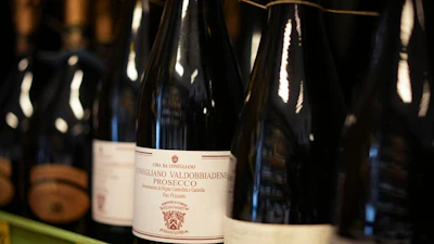 Bottles of Prosecco at a wine shop in Rome, Feb. 6, 2025.