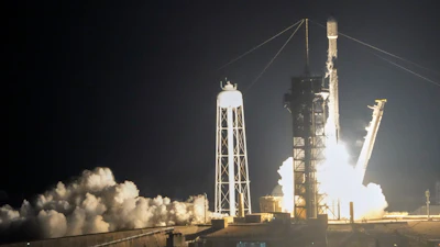 A SpaceX Falcon 9 rocket with Intuitive Machines' second lunar lander lifts off from pad 39A at the Kennedy Space Center in Cape Canaveral, Fla., Wednesday, Feb. 26, 2025.