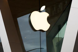 An Apple logo adorns the facade of the downtown Brooklyn Apple store on March 14, 2020, in New York.