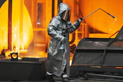 A steel worker is seen during a visit of EU Commissioner for Prosperity and Industrial Strategy Stephane Sejourne at the Thyssenkrupp steelworks in Duisburg, Germany, after the EU Steel Action plan was presented, Thursday, March 20, 2025.