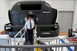 Capt. Miles Morgan, managing director of flight training for United Airlines, exits a simulator at the company's training campus in Denver, Friday, May 16, 2025.
