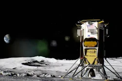 An artist’s rendering of Intuitive Machines’ IM-2 mission, which is scheduled to land near the lunar south pole for in-situ resource utilization demonstration on the Moon.
