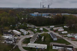 The Rockport Power Plant operates near a group of mobile homes Friday, April 11, 2025, in Rockport, Ind.