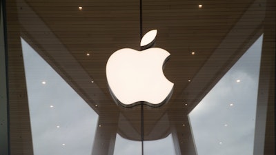 The Apple logo is displayed at an Apple store, Jan. 3, 2019.