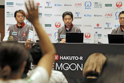 ispace CEO and founder Takeshi Hakamada, center, attends a press conference about their private lunar lander's attempt on the moon Friday, June 6, 2025, in Tokyo, Japan.