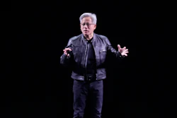 NVIDIA CEO Jensen Huang delivers his keynote address Wednesday, June 11, 2025 at the Vivatech fair in Paris.