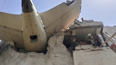 This photo shared by India's Central Industrial Security Force (CISF) shows debris of a plane that crashed in the northwestern Indian city of Ahmedabad, in Gujarat state, Thursday, June 12, 2025.