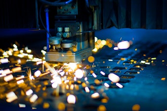 Laser cutting as part of aerospace manufacturing processes.