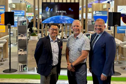 Commerce Director Joe Nguyen; Portal co-founder, CEO and CTO Jeff Thornburg; and Washington state representative Strom Pederson (21st Legislative District) at the 2025 Paris Air Show.