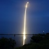 In this long exposure photo, a SpaceX Falcon 9 rocket with a payload of Starlink V2 Mini internet satellites lifts off from Launch Complex 40 at the Cape Canaveral Space Force Station in Cape Canaveral, Fla., late Sunday, July 23, 2023.