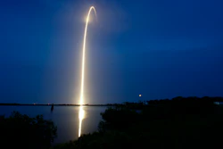 In this long exposure photo, a SpaceX Falcon 9 rocket with a payload of Starlink V2 Mini internet satellites lifts off from Launch Complex 40 at the Cape Canaveral Space Force Station in Cape Canaveral, Fla., late Sunday, July 23, 2023.