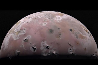 The north polar region of Jupiter’s volcanic moon Io was captured by the JunoCam imager aboard NASA’s Juno during the spacecraft’s 57th close pass of the gas giant.