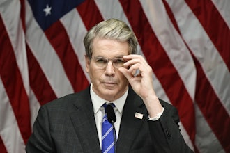 U.S. Treasury Secretary Scott Bessent during a press conference after the trade talks between the U.S. and China in Stockholm, Sweden, Tuesday, July 29, 2025.