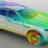 An Ansys Fluent simulation of vehicle aerodynamics powered by Omniverse.