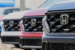 Honda cars are pictured at a dealership in Bedford, Ohio Tuesday, July 8, 2025.