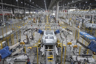 A car frame welded by robots at a Vinfast factory in Hai Phong, Vietnam, Sept. 29, 2023.