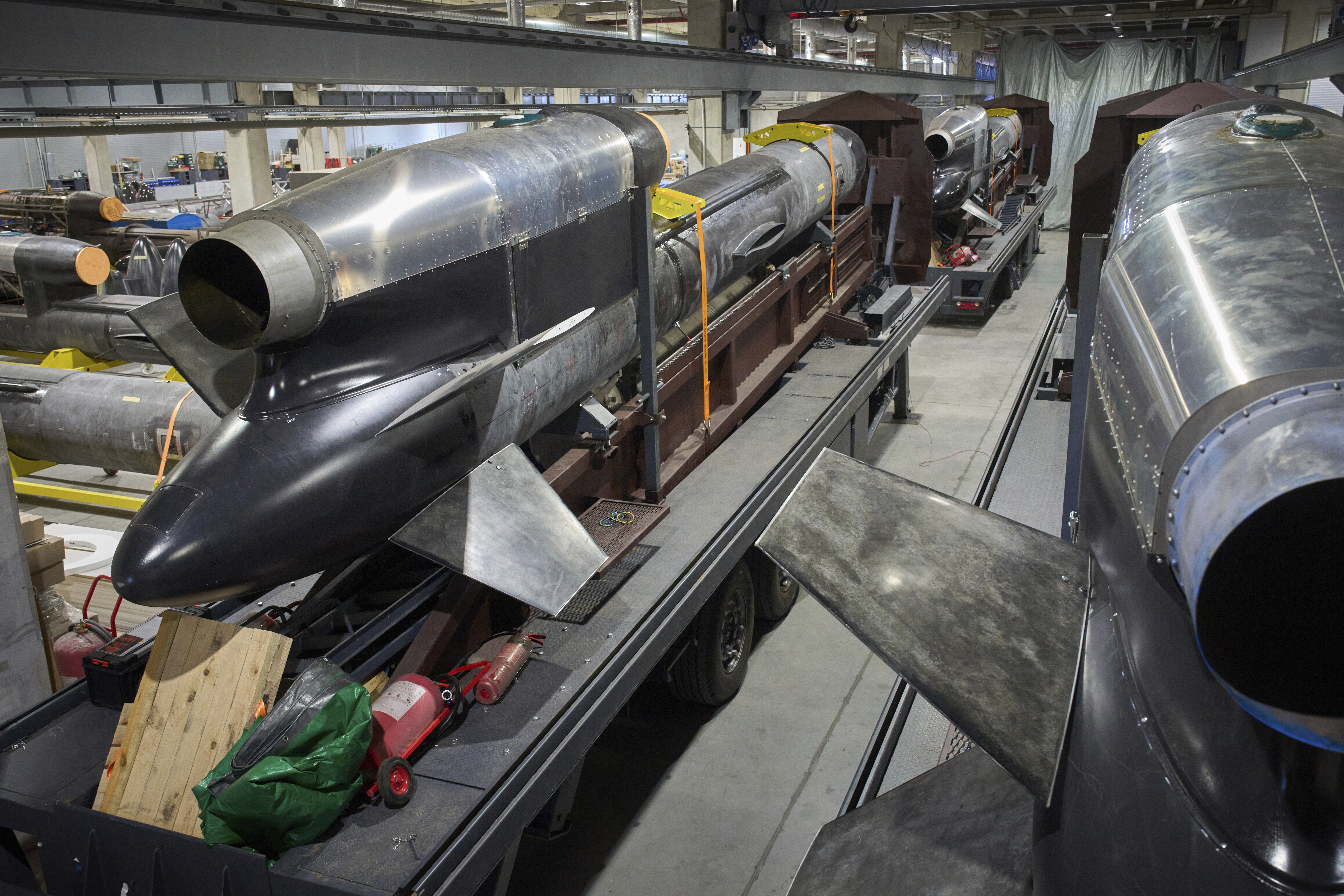 Flamingo missiles are seen at Fire Point's secret factory in Ukraine on Monday, Aug. 18, 2025.