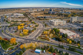 An aerial shot of the Denver Suburb of Broomfield in Colorado.