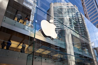 Apple logo on glass facade