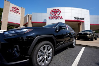 New Toyota vehicles are seen, Friday, Aug. 1, 2025, in Canton, Ga.