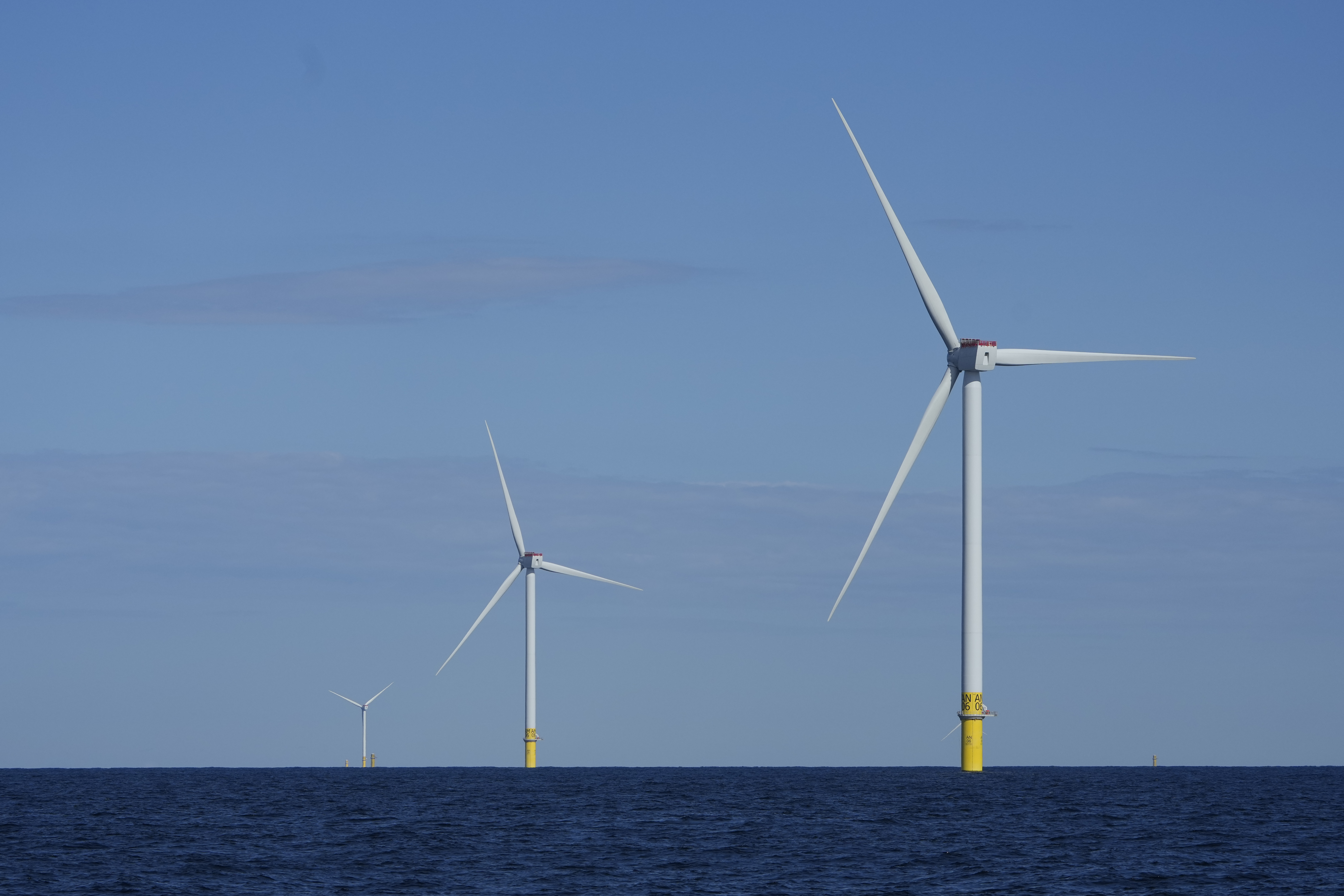 Wind turbines of South Fork Wind are seen off the coast of Block Island, R.I., Oct. 9, 2024.