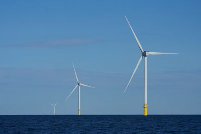 Wind turbines of South Fork Wind are seen off the coast of Block Island, R.I., Oct. 9, 2024.