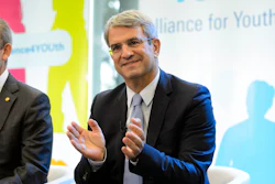 Laurent Freixe applauds during an event in Vevey, Switzerland, Sept. 18, 2014.
