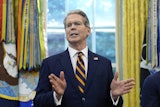 Treasury Secretary Scott Bessent speaks in the Oval Office of the White House, Friday, Sept. 5, 2025, in Washington, during an event with President Donald Trump.