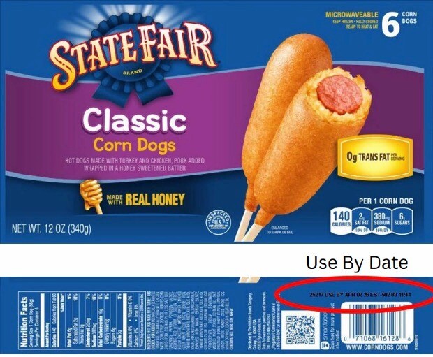 This undated image released by the U.S. Agriculture Department's Food Safety and Inspection Service shows 'State Fair Corn Dogs.'