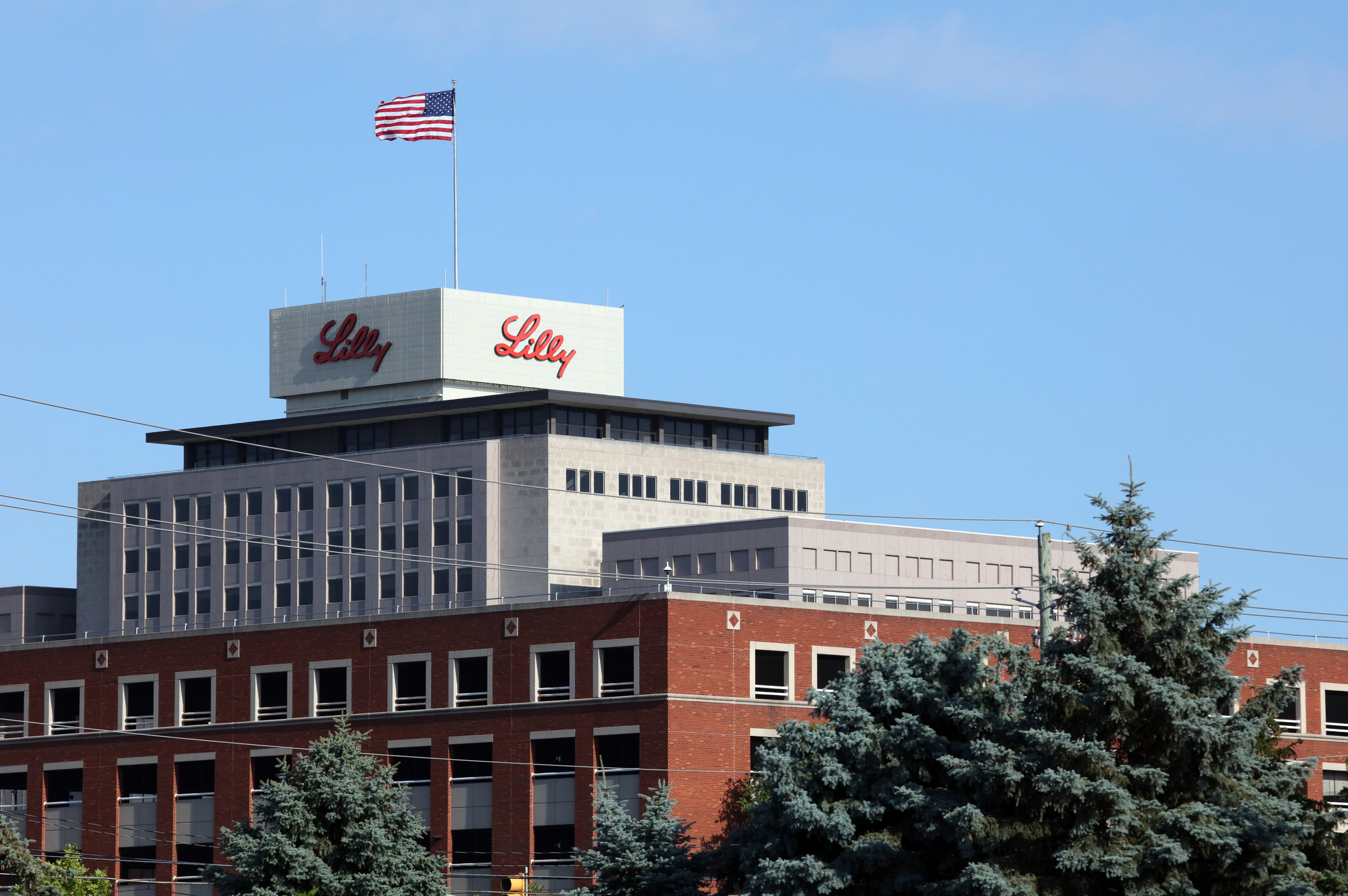 The exterior of the Eli Lilly and Company headquarters in Indianapolis, Indiana, on June 13, 2024.