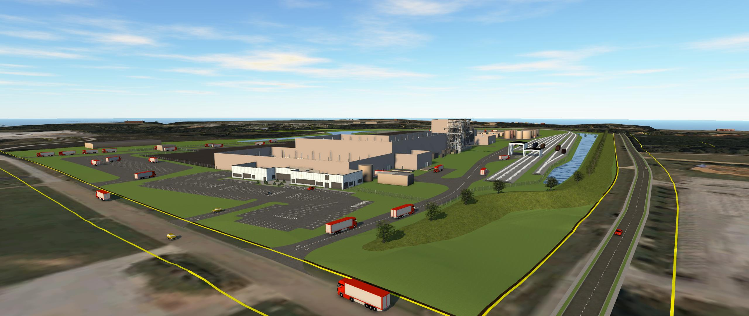 A rendering of the new Owens Corning shingle plant in Prattville, Alabama.