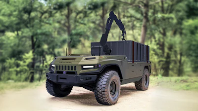Rendering of AM General's vehicle design, in collaboration with Carnegie Robotics and Textron Systems